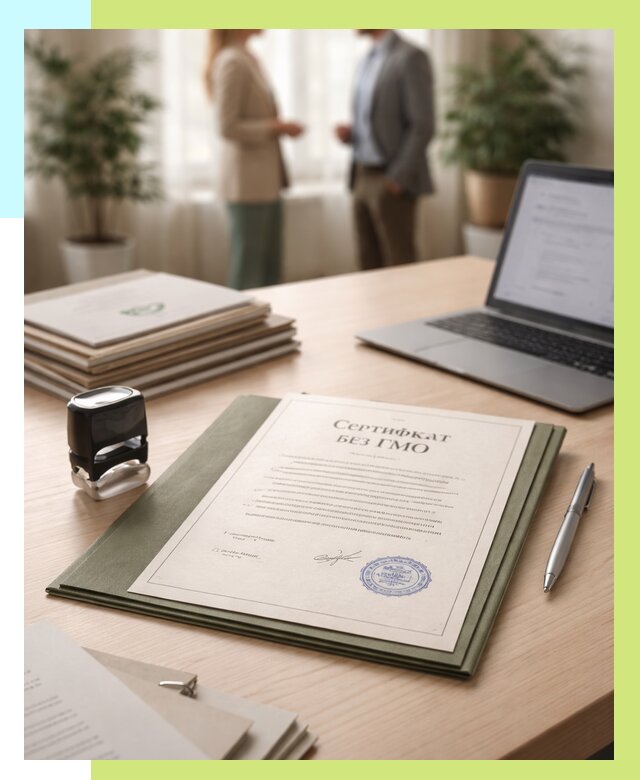 Сертификат без ГМО в Кулебаках от 7730 р. оформить срочно Алешин-Клб